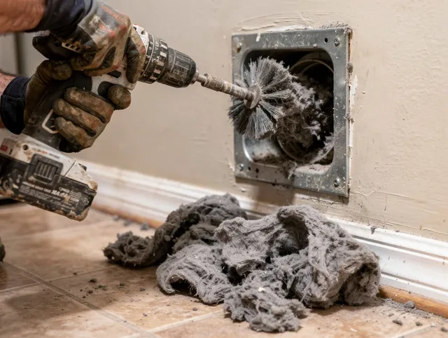 Certified Matthews Dryer Vent Cleaning technician performing dryer vent cleaning in Matthews
